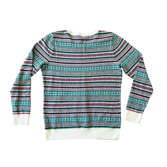 Talbots Womens Fair Isle Wool Crew Neck Sweater Multicolor Striped Petite M - Picture 3 of 7